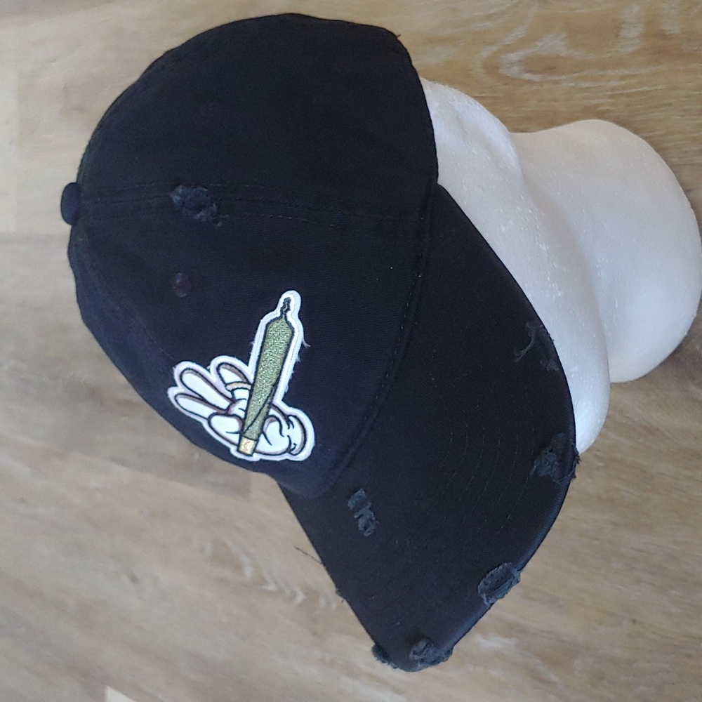 KV Sports 100% Cotton Black Distressed Cap Hat